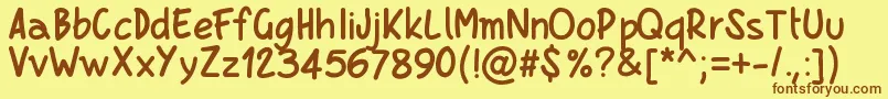 Pwboldscript Font – Brown Fonts on Yellow Background