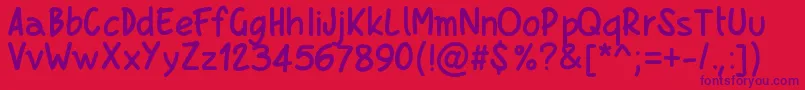 Fonte Pwboldscript – fontes roxas em um fundo vermelho