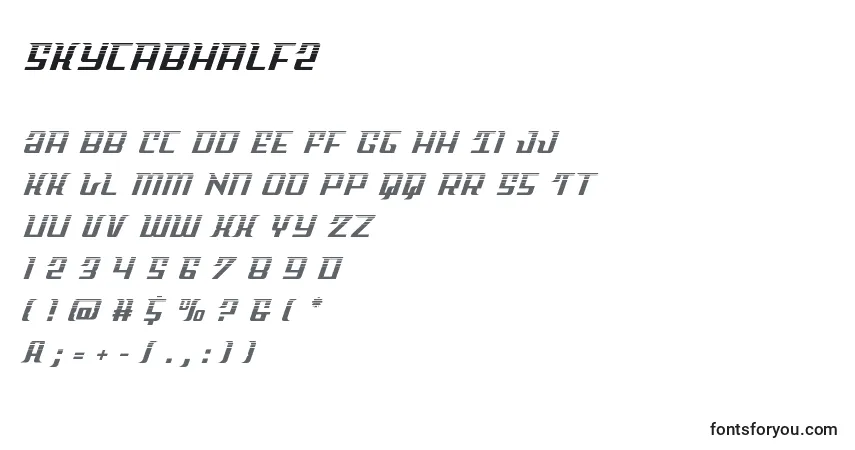 Czcionka Skycabhalf2 – alfabet, cyfry, specjalne znaki
