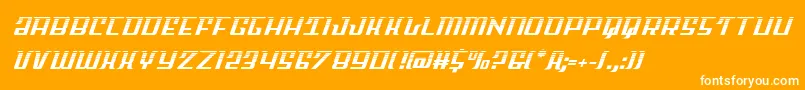 Skycabhalf2-Schriftart – Weiße Schriften auf orangefarbenem Hintergrund