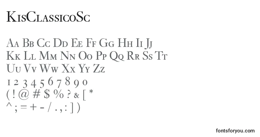 Czcionka KisClassicoSc – alfabet, cyfry, specjalne znaki