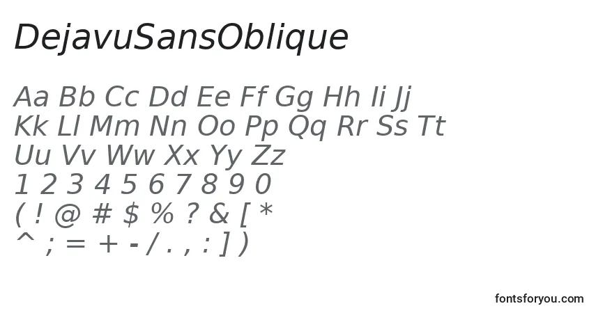 Czcionka DejavuSansOblique – alfabet, cyfry, specjalne znaki