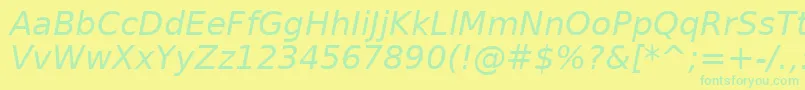 DejavuSansOblique Font – Green Fonts on Yellow Background