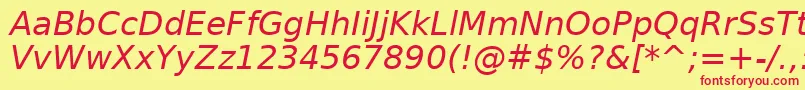 DejavuSansOblique Font – Red Fonts on Yellow Background