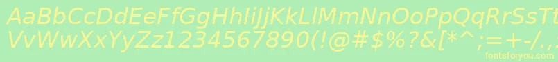 フォントDejavuSansOblique – 黄色の文字が緑の背景にあります