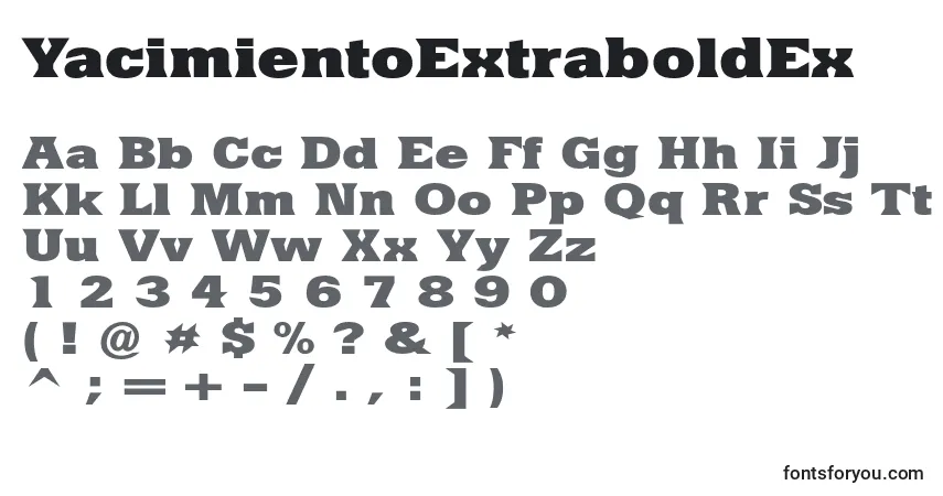 YacimientoExtraboldEx (109324)フォント–アルファベット、数字、特殊文字