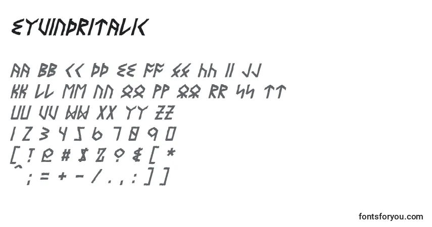 EyvindrItalicフォント–アルファベット、数字、特殊文字
