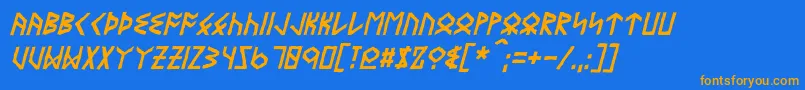 Fonte EyvindrItalic – fontes laranjas em um fundo azul