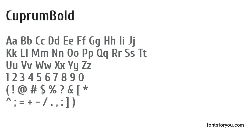 Schriftart CuprumBold – Alphabet, Zahlen, spezielle Symbole