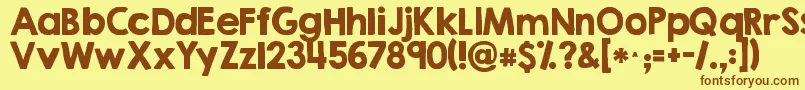 フォントKgsecondchancessolid – 茶色の文字が黄色の背景にあります。