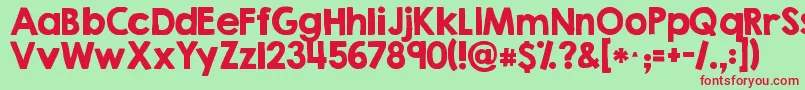 フォントKgsecondchancessolid – 赤い文字の緑の背景