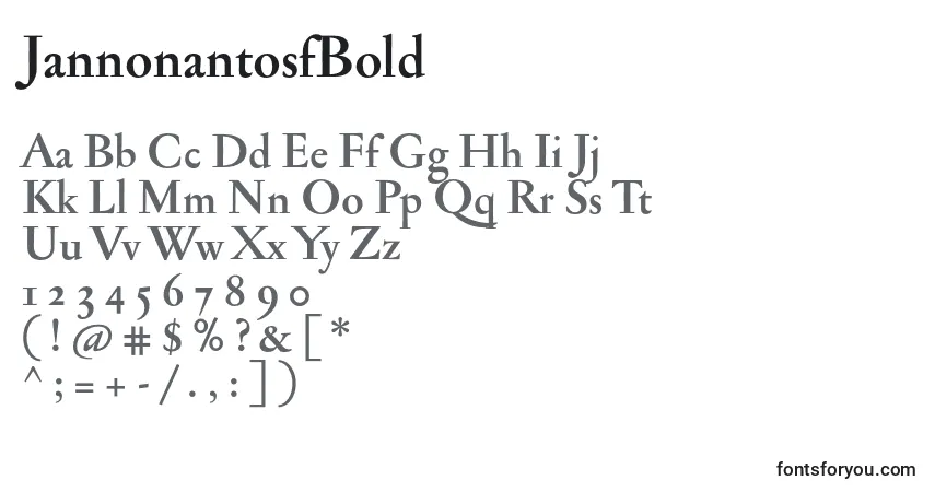 A fonte JannonantosfBold – alfabeto, números, caracteres especiais