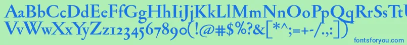 フォントJannonantosfBold – 青い文字は緑の背景です。