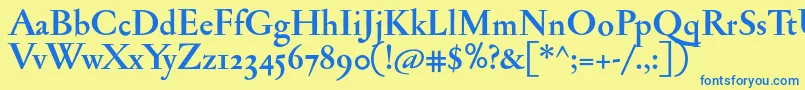 フォントJannonantosfBold – 青い文字が黄色の背景にあります。