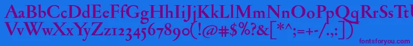 JannonantosfBold-Schriftart – Violette Schriften auf blauem Hintergrund