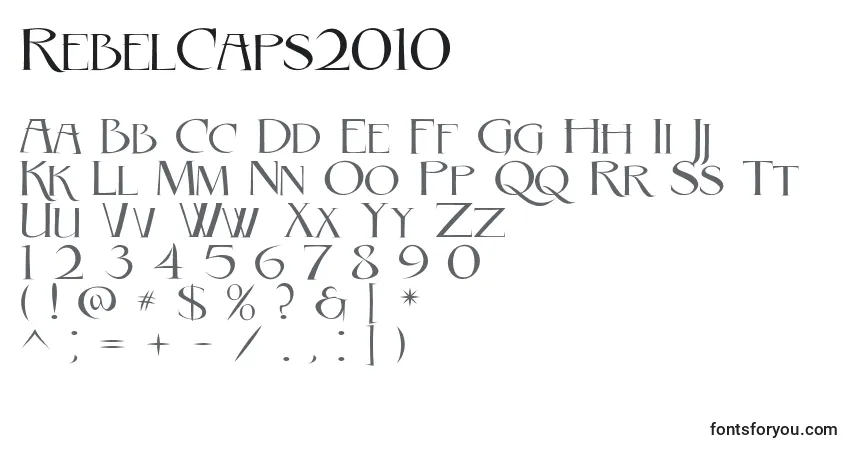 A fonte RebelCaps2010 – alfabeto, números, caracteres especiais
