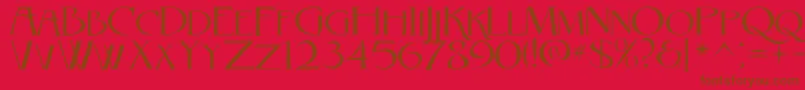 RebelCaps2010-Schriftart – Braune Schriften auf rotem Hintergrund