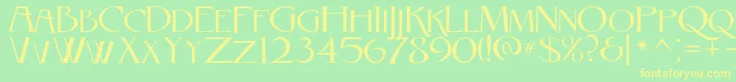 フォントRebelCaps2010 – 黄色の文字が緑の背景にあります