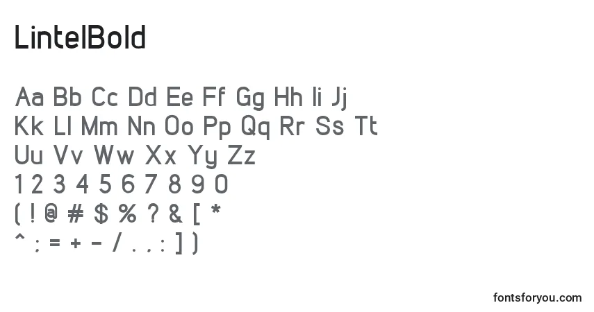 Шрифт LintelBold – алфавит, цифры, специальные символы