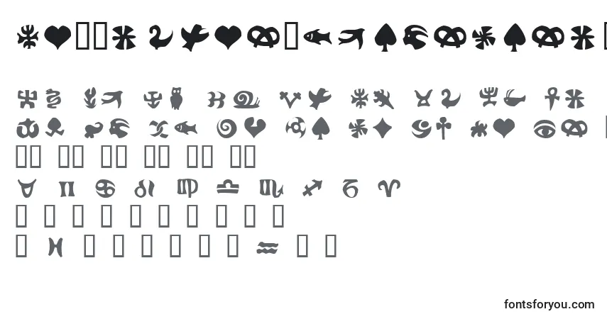 Czcionka FrutigersymbolsPositiv – alfabet, cyfry, specjalne znaki
