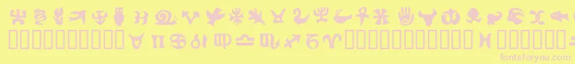 FrutigersymbolsPositiv Font – Pink Fonts on Yellow Background