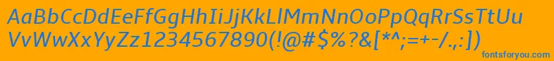 Lisätietoja AmbleItalic-fontista AmbleItalic-fontti – siniset fontit oranssilla taustalla