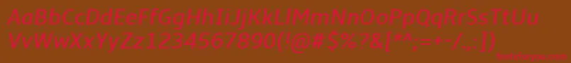 Fonte AmbleItalic – fontes vermelhas em um fundo marrom
