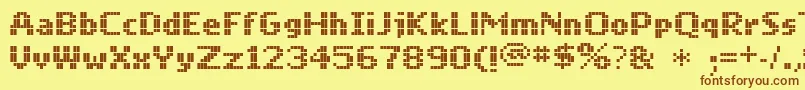 Mobile-fontti – ruskeat fontit keltaisella taustalla