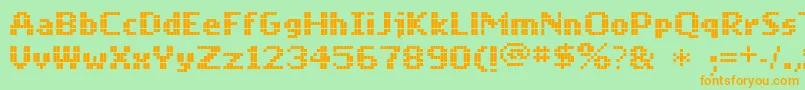 フォントMobile – オレンジの文字が緑の背景にあります。