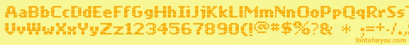 フォントMobile – オレンジの文字が黄色の背景にあります。