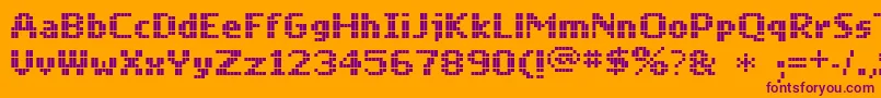 Mobile-fontti – violetit fontit oranssilla taustalla