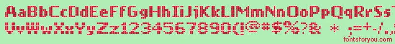 Mobile-fontti – punaiset fontit vihreällä taustalla
