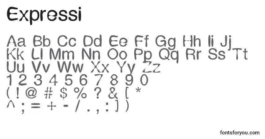 Шрифт Expressi – алфавит, цифры, специальные символы