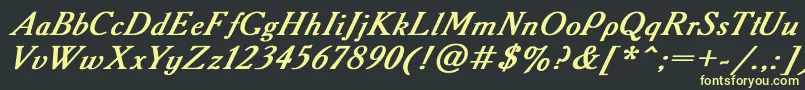 Academy2-fontti – keltaiset fontit mustalla taustalla