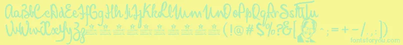 MandelaScriptPersonalUse-fontti – vihreät fontit keltaisella taustalla