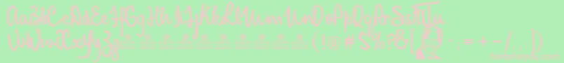 MandelaScriptPersonalUse-fontti – vaaleanpunaiset fontit vihreällä taustalla