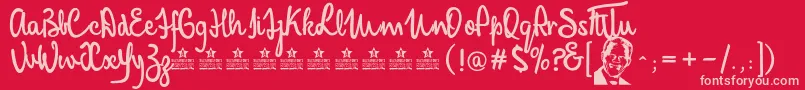 MandelaScriptPersonalUse Font – Pink Fonts on Red Background