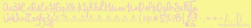 Шрифт MandelaScriptPersonalUse – розовые шрифты на жёлтом фоне