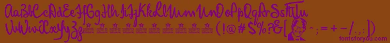 MandelaScriptPersonalUse-Schriftart – Violette Schriften auf braunem Hintergrund