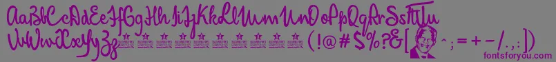 フォントMandelaScriptPersonalUse – 紫色のフォント、灰色の背景