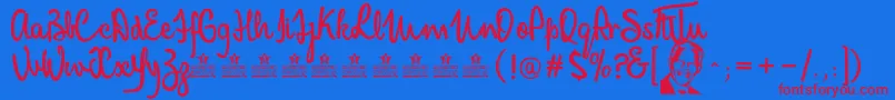 MandelaScriptPersonalUse-fontti – punaiset fontit sinisellä taustalla