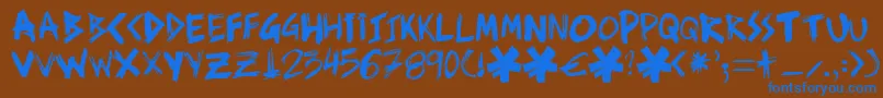 Ziperhead Font – Blue Fonts on Brown Background