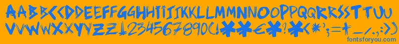 Ziperhead Font – Blue Fonts on Orange Background