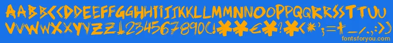 Ziperhead Font – Orange Fonts on Blue Background