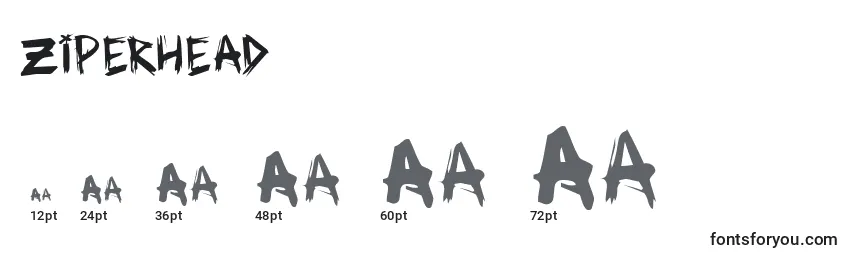 Размеры шрифта Ziperhead (109350)