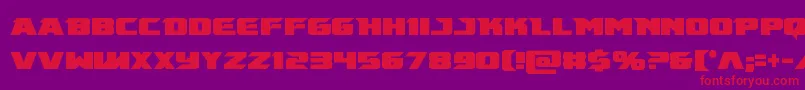 Emissarycond-Schriftart – Rote Schriften auf violettem Hintergrund