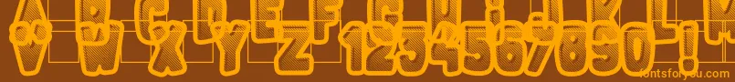 FluoGums-Schriftart – Orangefarbene Schriften auf braunem Hintergrund