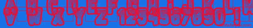 FluoGums-Schriftart – Rote Schriften auf blauem Hintergrund