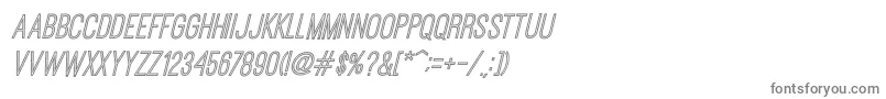 OstrichSansInlineItalic-fontti – harmaat kirjasimet valkoisella taustalla