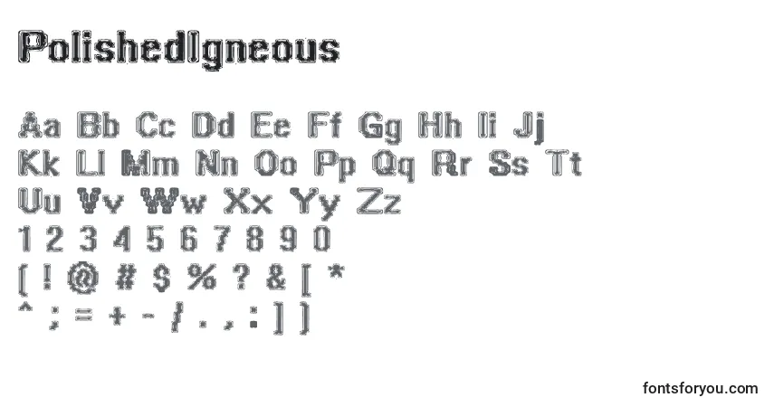 Czcionka PolishedIgneous – alfabet, cyfry, specjalne znaki